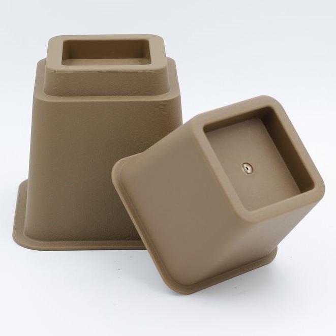 KRP0246K 8 Piece Adjustable Bed Leg Risers Stackable With Brown Box