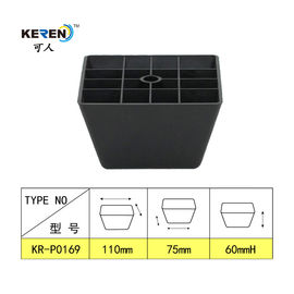 KR-P0169 Black Square Plastic Furniture Feet For Cabinet High Corrosion Resistance supplier
