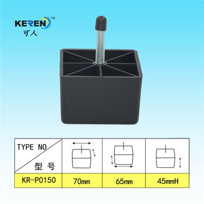 70MM Black Square Furniture Plastic Sofa Feet Replacement supplier