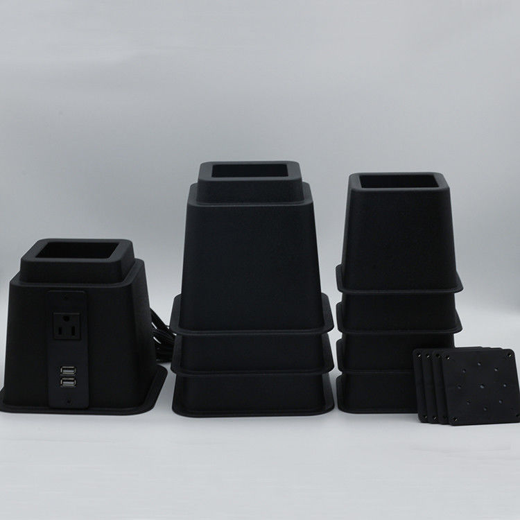 Stackable  223mm Height Adjustable Bed Risers With USB Outlet supplier
